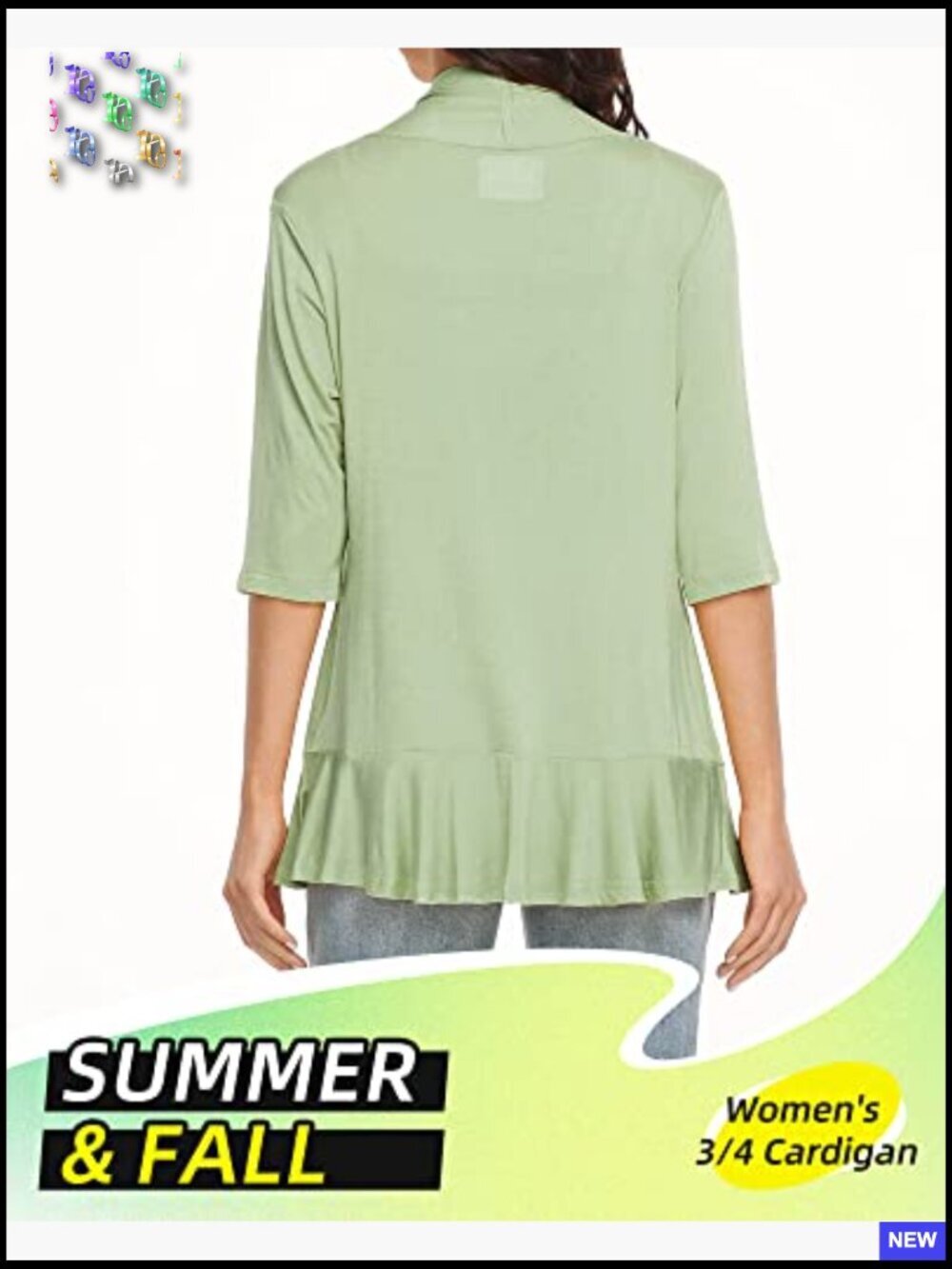 3/4 Sleeve Cardigan Shawl Collar Open Front Lightweight Elegant Soft - Picture 3 of 7
